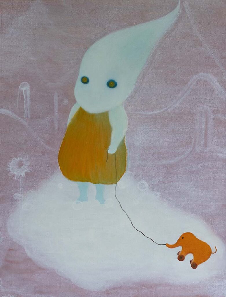 Liu Lifen Walk the baby elephant on Canvas 50x65cm 2022
